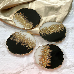 Handmade Wooden <b>Coasters</b> with <b>Crystal</b> Shimmer Mats Modern Style High Quality for Dining Table Living Room Kitchen Gift Purposes - Product Image 1