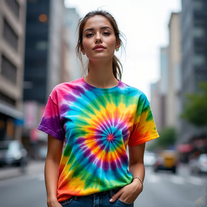 Mujer cuello redondo 100% Tie Dye sublimación camisetas señoras deportes Jogging Fitness Wear camisetas de manga corta para mujer - Product Image 5