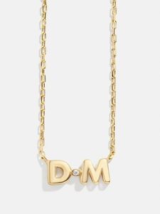 Pendentif en or à deux lettres avec diamant rond cultivé en laboratoire Joli cadeau pour maman petite amie soeur Saint Valentin Pendentifs à breloque - Product Image 2
