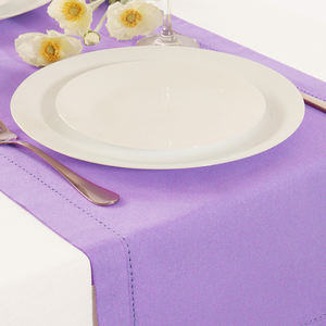 Camino de mesa moderno de lavanda de algodón 100% de 14x72 pulgadas con detalle de dobladillo para el día conmemorativo de primavera, mesas de verano de 6 pies - Product Image 4