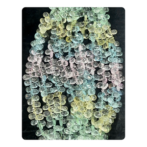 ลูกปัดลูกแพร์ briolette หลายเหลี่ยมพลอยสีฟ้าธรรมชาติขนาด6มม. 8นิ้วสำหรับทำเครื่องประดับ - Product Image 1