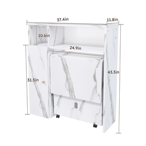 New Multifunctional White Folding Dining Table with <b>Wall</b> Mounted Sideboard & <b>Storage</b> for Small Apartments - Product Image 2