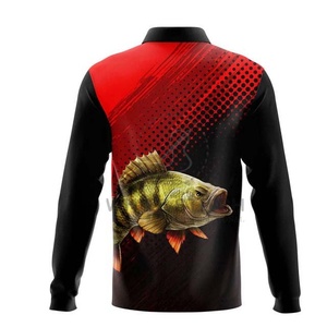 Camiseta de Pesca Profesional Sublimada Personalizada con Botones, Camiseta de Pesca de Manga Larga, Camiseta Polo de Pesca de Poliéster y Elastano - Product Image 2