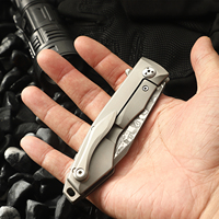 Couteau de poche pliant en acier Damas, EDC, pour extérieur, avec verrouillage Liner Lock, couteau tactique de survie pour le camping, avec manche en titane