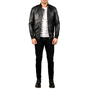 Chaqueta de cuero de vaca de alta calidad para hombre, totalmente personalizable con tela de lona con cuello levantado, hecha en Sialkot Pakistán, precio bajo - Product Image 1