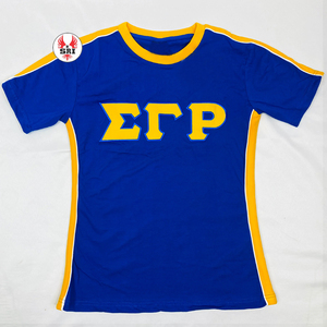 T-shirt en coton pour femmes avec broderie de la sororité Sigma Gamma Rho |   Sororité SGRho, maillot en jersey de coton et polyester brodé sur mesure pour femmes - Product Image 1