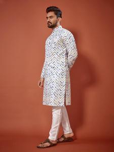 Indian and Pakistani Style Designer Embroidery Work Ready Made Kurta Pyjama Set for <b>Men</b> in Wedding <b>Wear</b> and <b>Festival</b> Function - Product Image 5