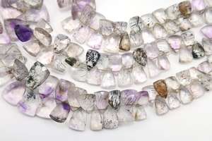 Perles de pierres précieuses en améthyste naturelle de haute qualité de 8 pouces Super Seven Faceted Trillion Shape Stone Material Bijoux haut de gamme - Product Image 4