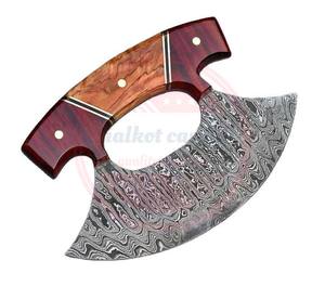 ขายด่วนใบมีดเดี่ยว Ulu มีดดามัสกัสสแตนเลสครัวมีด Ulu ขายพร้อมที่จับไม้ - Product Image 4