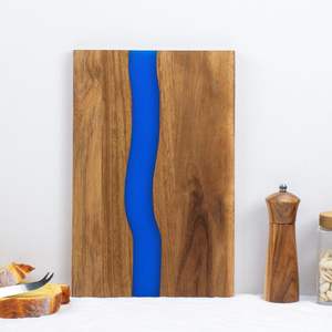 Planche à découper en bois et résine artisanale Plateau de service de cuisine décoratif Accessoire culinaire - Product Image 4