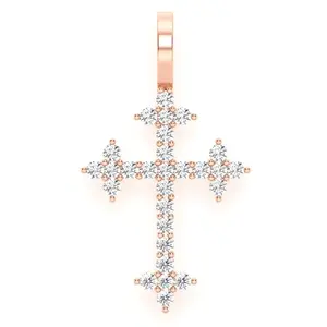 Handcrafted And Manufactured Three point Cross Natural Diamonds Pendants 14K Solid Gold Factory Wholesales Trending New Arrivals