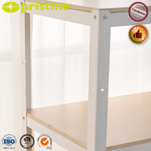 Estantes metálicos resistentes blancos de <span class=keywords><strong>3</strong></span> niveles con tapa de madera para almacenamiento doméstico - Product Image 2