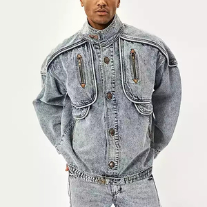 Veste en toile denim Offre Spéciale à col montant pour homme grande taille hiver usage extérieur avec logo sur le devant - Product Image 2
