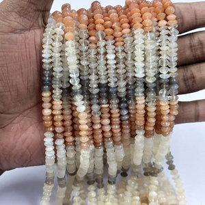 Compre en Línea 6mm Natural Multi Moonstone Smooth Button Rondelle Gemstone Beads para joyería hecha a mano a precio de fábrica al por mayor - Product Image 2