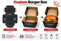 Boîte à hamburger personnalisée imprimée en papier ondulé pour l'emballage des hamburgers à emporter, pour les restaurants de restauration rapide