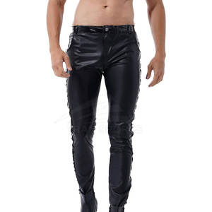 Meilleures ventes Pantalon en cuir de qualité supérieure pour hommes, tenue décontractée, en toile légère, taille moyenne, motif droit, coupe-vent et respirant - Product Image 3