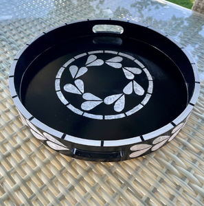 ถาดเสิร์ฟพร้อมการออกแบบแบบฝังด้วยมุกและงานฝีมือที่หรูหราสำหรับตกแต่งบ้านทำจากเรซิ่นทรงกลมสวยงาม - Product Image 5