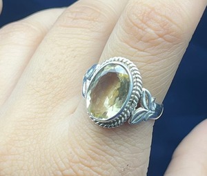 แหวนเงินสเตอร์ลิง925ทำด้วยมือพร้อมแหวนอัญมณีซิทรีนธรรมชาติสำหรับเป็นของขวัญวันครบรอบชุดปาร์ตี้สำหรับเธอ - Product Image 4