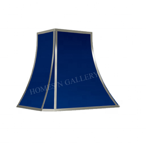 Hotte de cuisine personnalisée en acier thermolaqué bleu foncé, dernière génération, pour îlot de cuisine, cheminée et poêle - Product Image 2