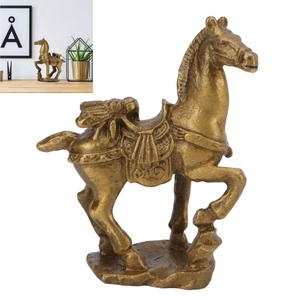 Prix de gros Statue de cheval en laiton Sculpture décorative Décoration de table Figurine de cheval solide en laiton antique Artisanat en métal - Product Image 3