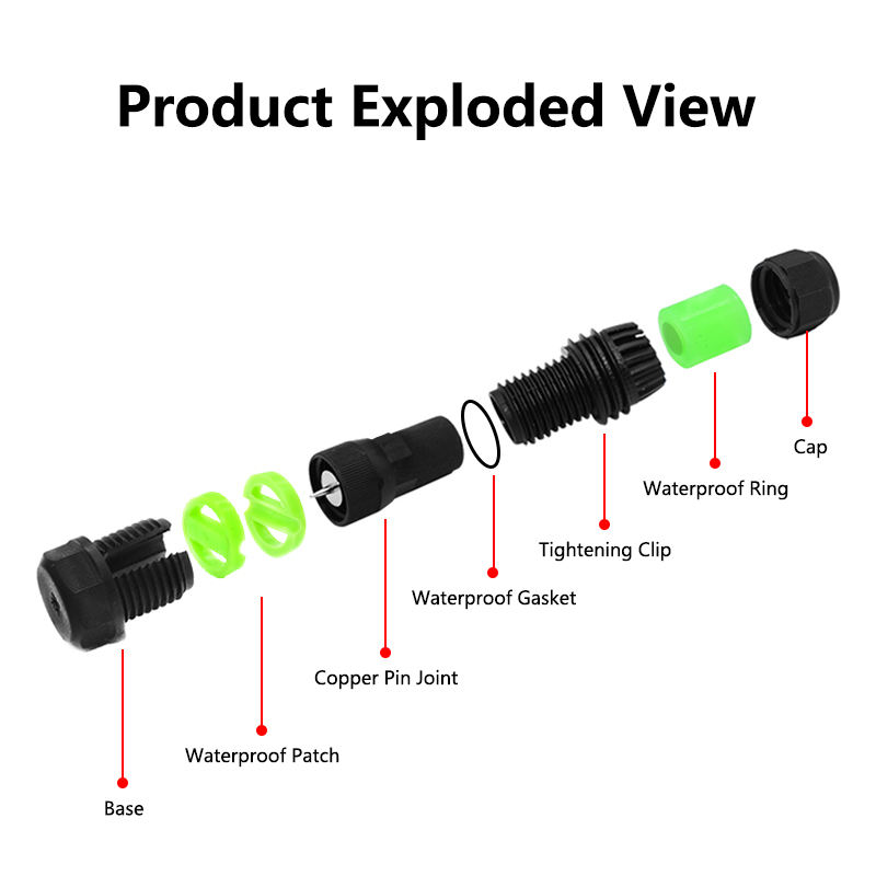 YXY IP65 Waterproof Low Voltage Wire Cable Connector dimension drawing