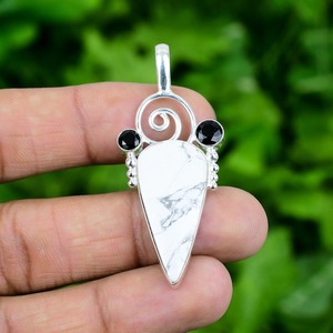 Classical Pendant Jewelry for Women Silver Boho Style Jewelry 925 Sterling Silver Howlite Gemstone Handmade Pendant Gift <b>Wife</b> - Product Image 3