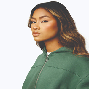 Sweat à capuche en polaire à fermeture éclair intégrale pour femme Racing Green, coupe courte, avec logo personnalisé sur le devant, 100% coton et personnalisable - Product Image 3