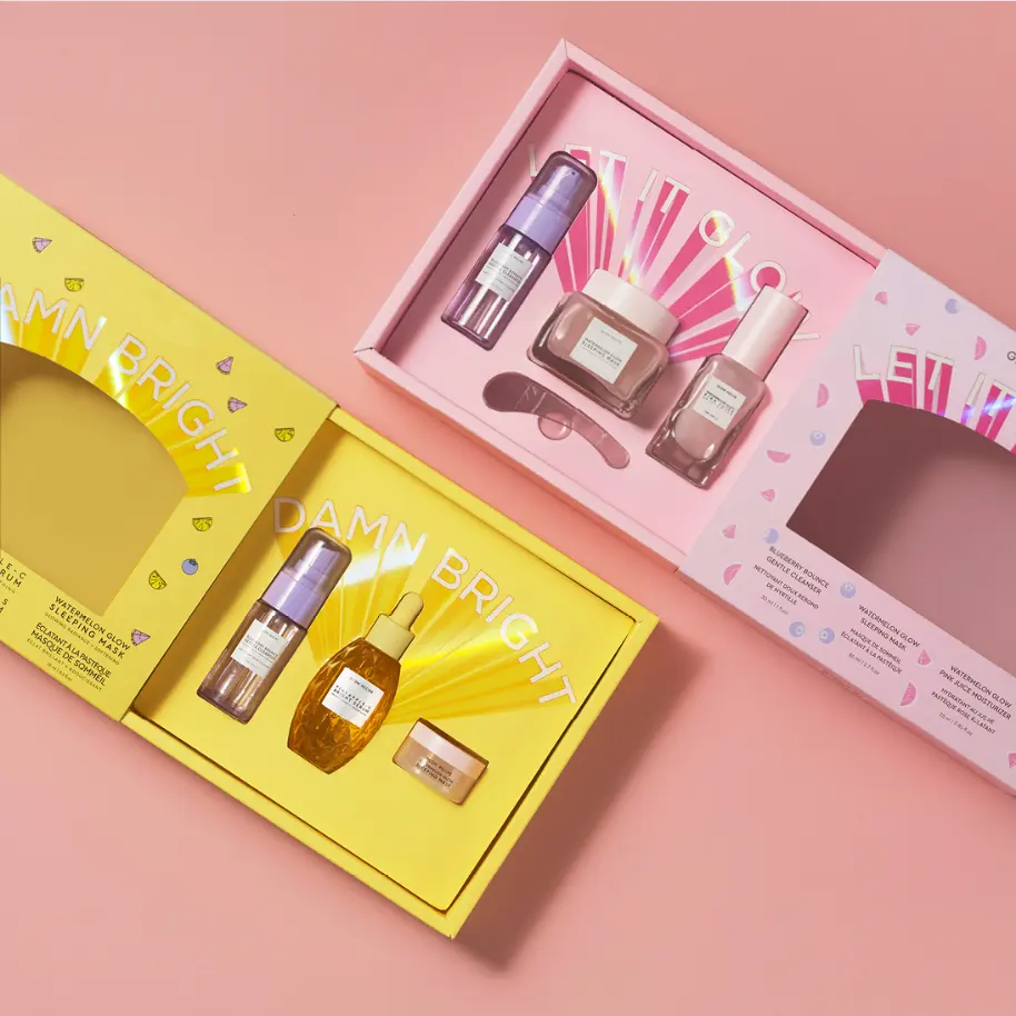Kotak hadiah perawatan kulit kosmetik Harga bagus kotak kertas kemasan dengan tempat sisipan setiap kombinasi Makeup