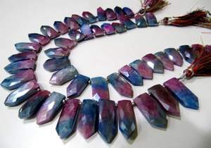 Pierre de lune multicolore naturelle AB mystique enduit de crayon fantaisie en forme de flèche perles à facettes 10X20mm brin 9 pouces de long de haute qualité - Product Image 3