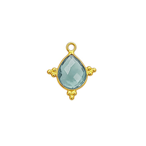 Dijes de Cuarzo Aguamarina con Bisel Elegante, Plata de Ley 925 Chapada en Oro, Hechos a Mano, para la Creación de Joyería - Product Image 1