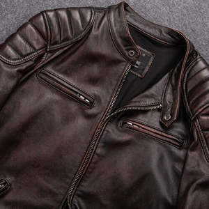 Chaqueta de Cuero Genuino para Hombre, Nuevo Diseño, Material de Cuero, Mangas Completas, Estilo Urbano, Profesional, Gran Venta - Product Image 4