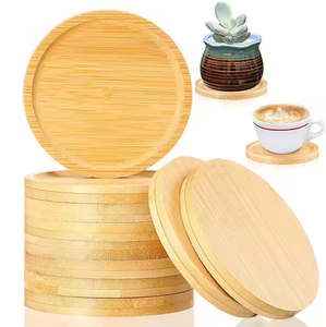 Classic Wood Handmade Round <b>Coaster</b> <b>Drink</b> Small Saucers Plant Trays for Tabletop Protection Decoration by Crescent Crafts - Product Image 1
