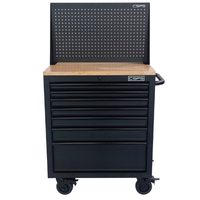 Gabinete de Almacenamiento Rodante de Acero Inoxidable Duradero de 76 cm, Hecho en Vietnam, con 07 Cajones, Negro, Juego de Herramientas Manuales, ISO9001