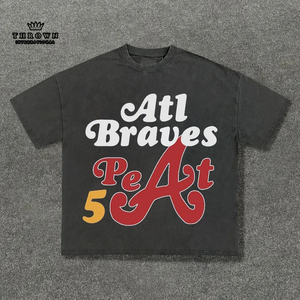 2024 nuevo estilo flexible impreso verano Casual Oversize hombres Camiseta 100% algodón cuello redondo pesado 280 GSM ropa deportiva - Product Image 2