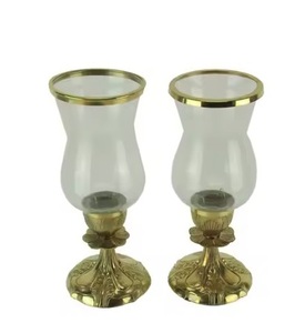 Bougeoir de mariage en métal antique ensemble de 2 grands bougeoirs votifs en métal verre pour la décoration de la maison élégants et décoratifs - Product Image 5