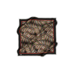 Black Silk Crepe Satin Floral Square Scarf - Product Image 1
