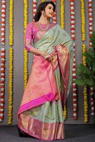 Sarees de mariage pakistanais indien Sarees en soie pure indienne du sud Kanchipuram Handloom tissage Saree en soie