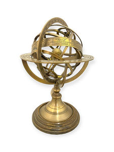 Sphère en laiton antique Astrolabe Globe armillaire de table unique avec carte du monde nautique Base en métal brun par fabricant - Product Image 4