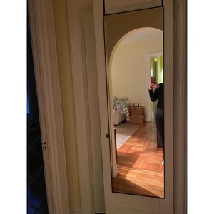 47 X 12 <b>Black</b> <b>Full</b>-<b>Length</b> Over-the-Door <b>Mirror</b> with 2 Hooks Aluminum Frame Wall-Mounted Door Hanging Decor - Product Image 1