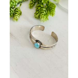 South Hill Turquoise & Sterling <b>Silver</b> <b>Cuff</b> <b>Bracelet</b> Handmade by Navajo Artists Fashion Accessory - Product Image 3