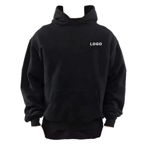 Sudadera con Capucha Corta para Hombre, Personalizada con Logotipo, 360 g/m², 100% Algodón, Corte Cuadrado, Negra, Estilo Urbano, Estampada, Talla Grande, 2026 - Product Image 1