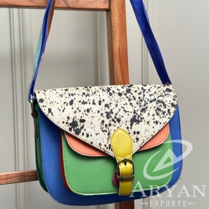 Gran oferta, de cuero reciclado bolso de mano de estilo occidental, monedero multicolor para mujer, elegante piel de vaca, bolsos de hombro multiusos - Product Image 1