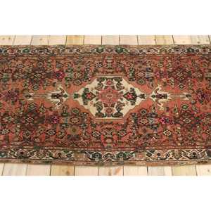3.1x9.4 ft Rug, Vintage Turkish Rug, <b>Brown</b> <b>Wool</b> Rug - Product Image 2