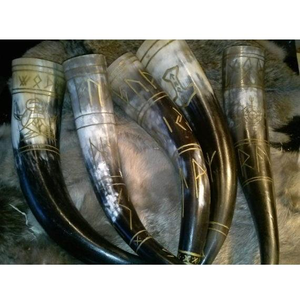 Cuerno nórdico Búfalo orgánico Cuerno para beber Estilo vikingo con soporte de cuero Cuernos religiosos para la venta a granel de La India - Product Image 4