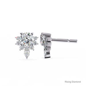 1,3 CTW Pendientes de diamantes cultivados en laboratorio de corte redondo CVD Diamante Certificado Oro blanco Regalo de aniversario - Product Image 2