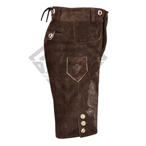 Pantalones Cortos de Cuero de Gamuza Marrón Oscuro Estilo Bávaro Alemán para Hombre con Tirantes, Traje Tradicional de Oktoberfest para Hombre, Trachten - Product Image 4