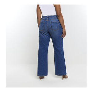 กางเกงยีนส์เอวสูงสำหรับผู้หญิงกางเกงทรงตรงขาทรงหลวมสำหรับแฟนหนุ่มกางเกงยีนส์ทรงหลวมสีฟ้า - Product Image 3