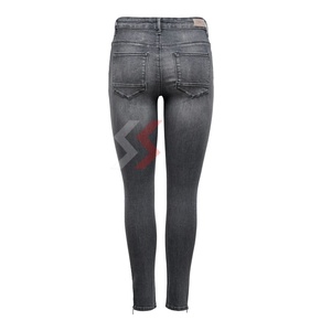 Haute dames droite mi-taille jean décontracté grande taille Denim bas fermeture éclair Stretch crayon pantalon taille élastique poches hautes faites - Product Image 4