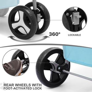 Poussette légère TH-PPS-502 à trois roues pour animaux de compagnie avec sangle de sécurité et panneaux ventilés - Product Image 3