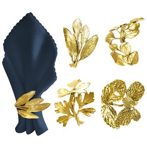 Anillo de Servilleta con Diseño de Hoja Dorada, Accesorio Decorativo para Mesa, Adecuado para Bodas, Fiestas, Entretenimiento en el Hogar y Cenas con Invitados - Product Image 1